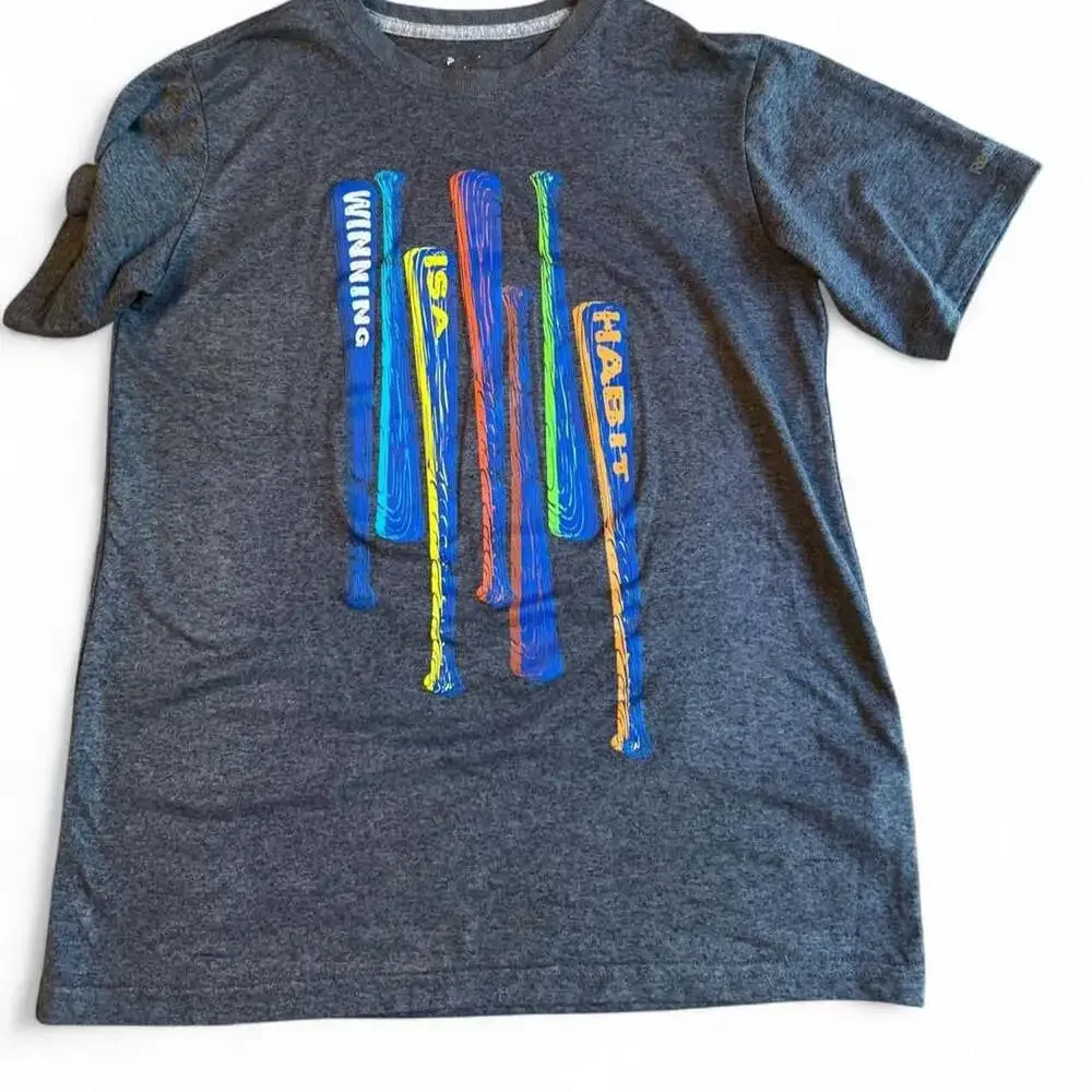 Reebok Winning Is A Habit Baseball Graphic T-Shirt Gray